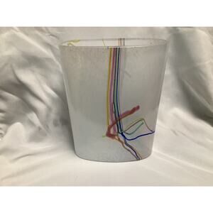 Kosta Boda Bertil Vallien Oval Rainbow Series Glass Vase
